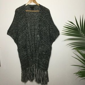 Steve Madden knit shrug with tassels and pockets